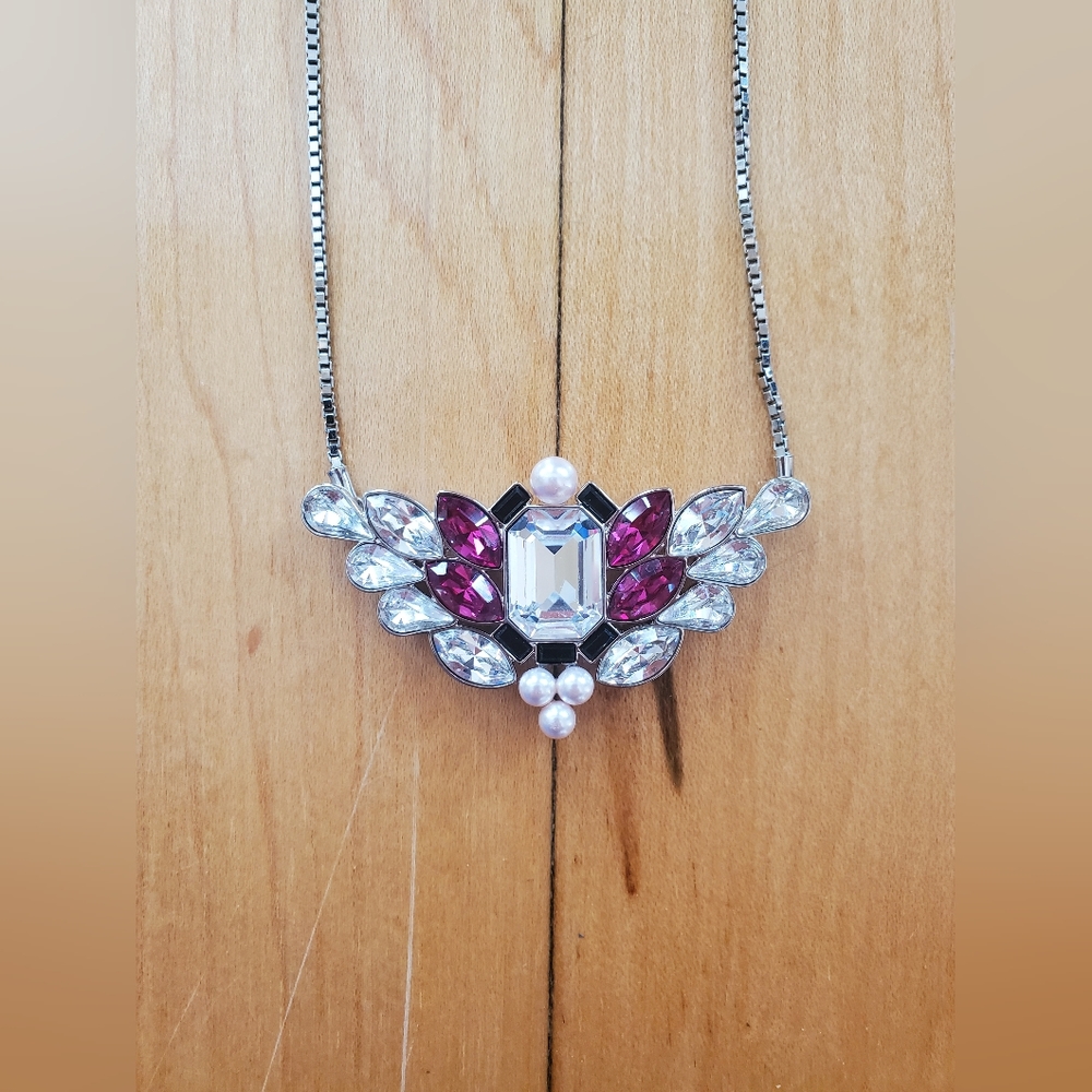 Swarovski Pink Crystal & Pearl Statement Necklace